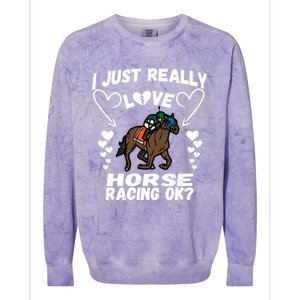 I Just Really Love Horse Racing Funny Horses Lovers Sports Cool Gift Colorblast Crewneck Sweatshirt