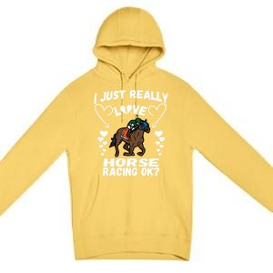 I Just Really Love Horse Racing Funny Horses Lovers Sports Cool Gift Premium Pullover Hoodie