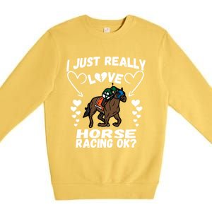 I Just Really Love Horse Racing Funny Horses Lovers Sports Cool Gift Premium Crewneck Sweatshirt