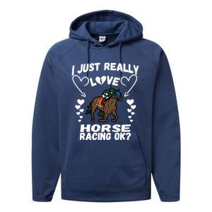 I Just Really Love Horse Racing Funny Horses Lovers Sports Cool Gift Performance Fleece Hoodie