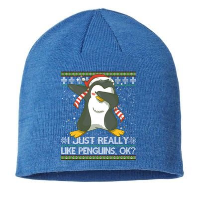 I Just Really Like Penguins Ok Ugly Christmas Cute Cute Gift Sustainable Beanie