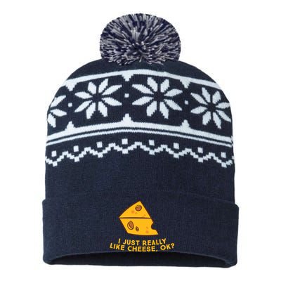 I Just Really Like Cheese Ok Funny Cheese Lover Food Humor USA-Made Snowflake Beanie