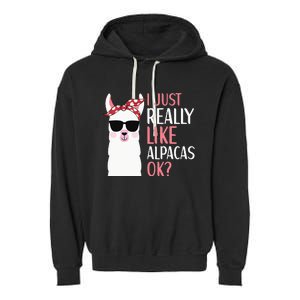 I Just Really Like Alpacas LLama Apparel Garment-Dyed Fleece Hoodie