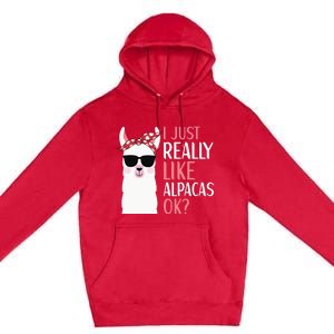 I Just Really Like Alpacas LLama Apparel Premium Pullover Hoodie