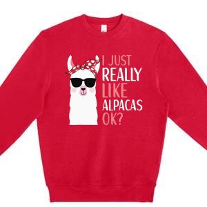 I Just Really Like Alpacas LLama Apparel Premium Crewneck Sweatshirt