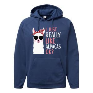 I Just Really Like Alpacas LLama Apparel Performance Fleece Hoodie