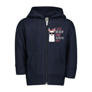 I Just Really Like Alpacas LLama Apparel Toddler Zip Fleece Hoodie