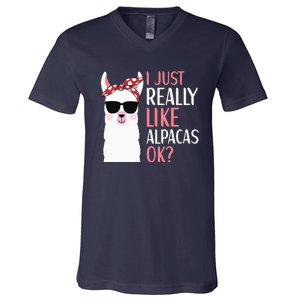 I Just Really Like Alpacas LLama Apparel V-Neck T-Shirt