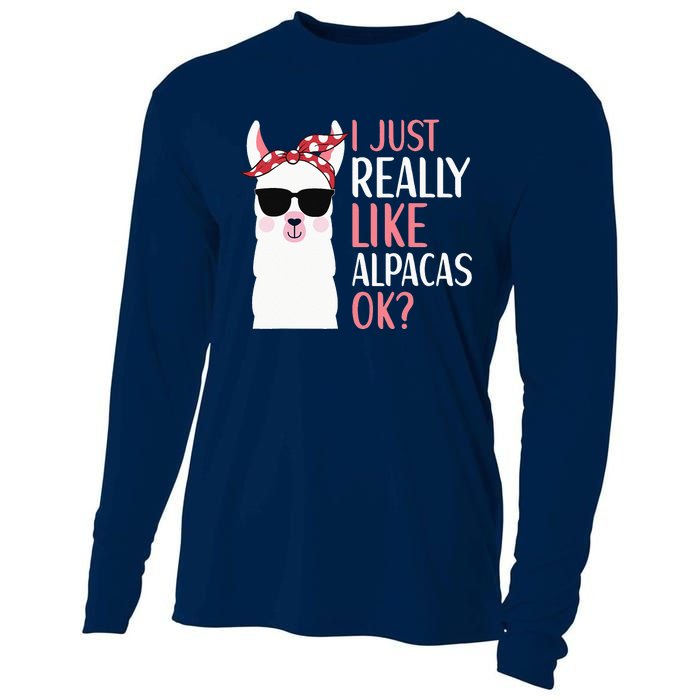 I Just Really Like Alpacas LLama Apparel Cooling Performance Long Sleeve Crew