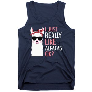 I Just Really Like Alpacas LLama Apparel Tank Top