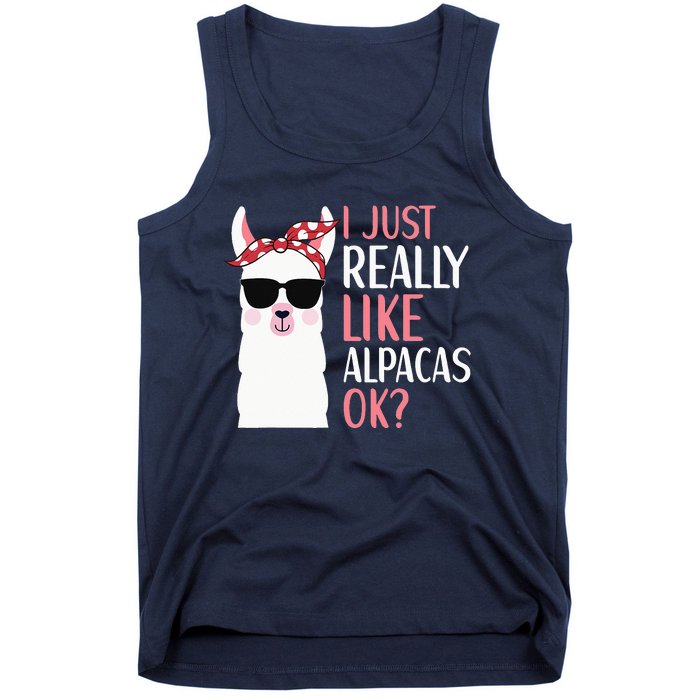 I Just Really Like Alpacas LLama Apparel Tank Top