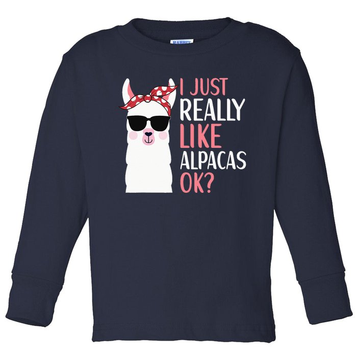 I Just Really Like Alpacas LLama Apparel Toddler Long Sleeve Shirt