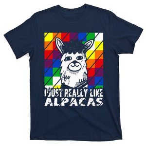 I Just Really Like Alpacas Wiphala Flag Andean Llamas Lovers T-Shirt