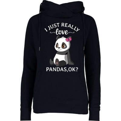 I Just Really Love Pandas Ok Panda Womens Funnel Neck Pullover Hood