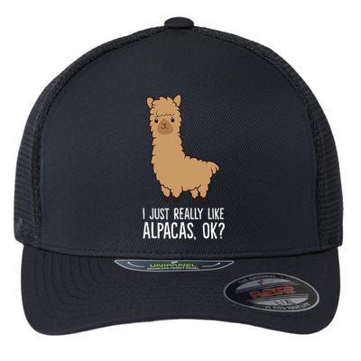 I Just Really Like Alpacas, OK Llama Alpaca Flexfit Unipanel Trucker Cap