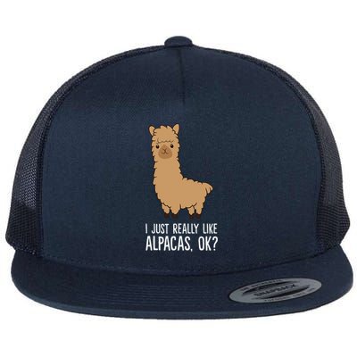 I Just Really Like Alpacas, OK Llama Alpaca Flat Bill Trucker Hat