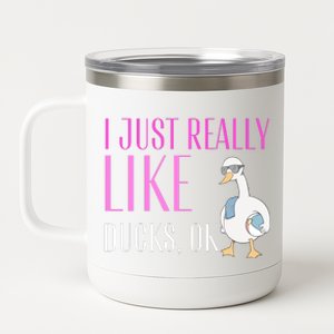 I Just Really Like Ducks Lover Gifts Duck Owner Gift 12 oz Stainless Steel Tumbler Cup