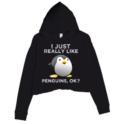 I Just Really Like Penguins Ok Crop Fleece Hoodie