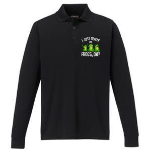 I Just Really Like Frogs Performance Long Sleeve Polo