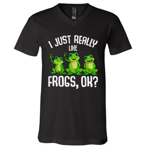 I Just Really Like Frogs V-Neck T-Shirt