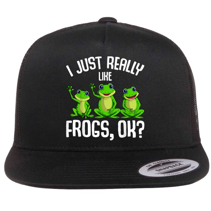 I Just Really Like Frogs Flat Bill Trucker Hat