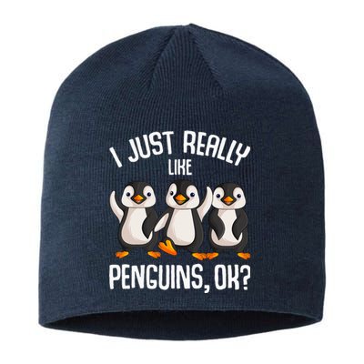 I Just Really Like Penguins Kids Girl Women Penguin Sustainable Beanie