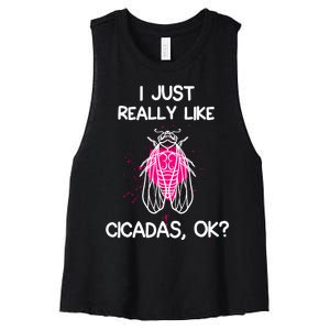 I Just Really Like Cicadas Quote For Cicada Lover Women's Racerback Cropped Tank