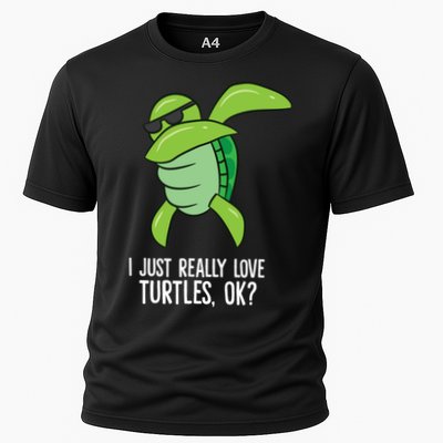 I Just Really Love Turtles Ok? Dabbing Turtle Gift Performance Shirt