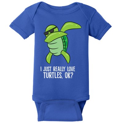 I Just Really Love Turtles Ok? Dabbing Turtle Gift Baby Bodysuit