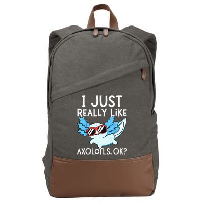 I Just Really Like Axolotls Ok Kawaii Axolotl Cotton Canvas Backpack
