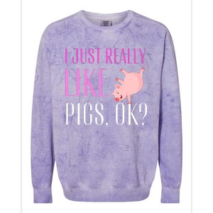 I Just Really Like Pigs Ok? Cute Pink Pigs Colorblast Crewneck Sweatshirt