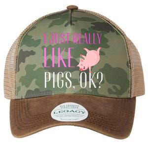 I Just Really Like Pigs Ok? Cute Pink Pigs Legacy Tie Dye Trucker Hat