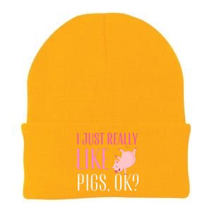 I Just Really Like Pigs Ok? Cute Pink Pigs Knit Cap Winter Beanie