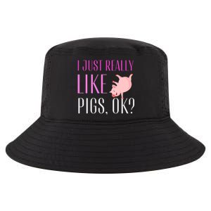 I Just Really Like Pigs Ok? Cute Pink Pigs Cool Comfort Performance Bucket Hat