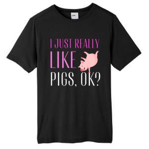 I Just Really Like Pigs Ok? Cute Pink Pigs Tall Fusion ChromaSoft Performance T-Shirt