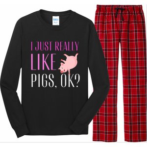 I Just Really Like Pigs Ok? Cute Pink Pigs Long Sleeve Pajama Set