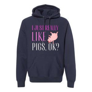 I Just Really Like Pigs Ok? Cute Pink Pigs Premium Hoodie