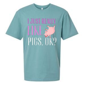 I Just Really Like Pigs Ok? Cute Pink Pigs Sueded Cloud Jersey T-Shirt