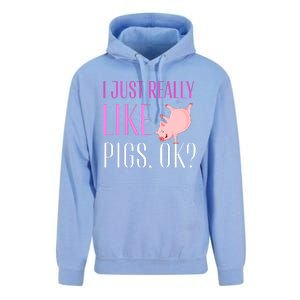 I Just Really Like Pigs Ok? Cute Pink Pigs Unisex Surf Hoodie