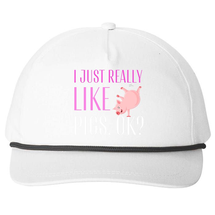 I Just Really Like Pigs Ok? Cute Pink Pigs Snapback Five-Panel Rope Hat