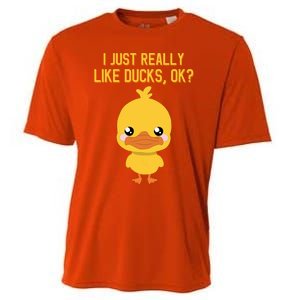 I Just Really Like Ducks Ok? Funny Cute Little Yellow Duck Gift Cooling Performance Crew T-Shirt