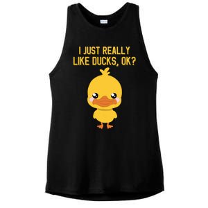 I Just Really Like Ducks Ok? Funny Cute Little Yellow Duck Gift Ladies PosiCharge Tri-Blend Wicking Tank