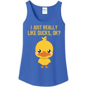 I Just Really Like Ducks Ok? Funny Cute Little Yellow Duck Gift Ladies Essential Tank