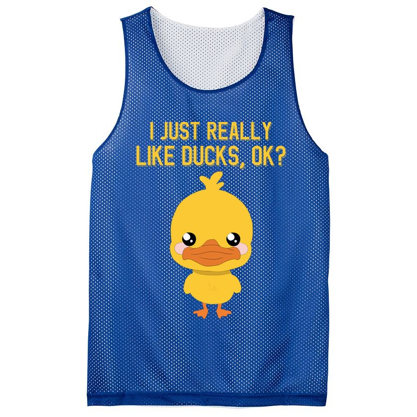 I Just Really Like Ducks Ok? Funny Cute Little Yellow Duck Gift Mesh Reversible Basketball Jersey Tank