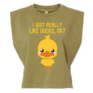 I Just Really Like Ducks Ok? Funny Cute Little Yellow Duck Gift Garment-Dyed Women's Muscle Tee