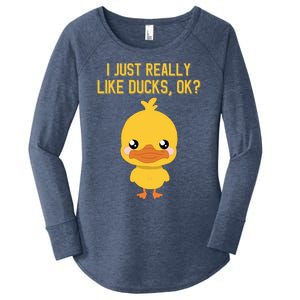 I Just Really Like Ducks Ok? Funny Cute Little Yellow Duck Gift Women's Perfect Tri Tunic Long Sleeve Shirt