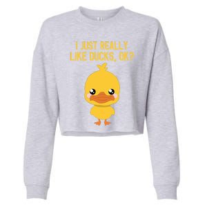 I Just Really Like Ducks Ok? Funny Cute Little Yellow Duck Gift Cropped Pullover Crew