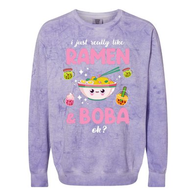 I Just Really Like Ramen And Boba Ok Bubble Tea Colorblast Crewneck Sweatshirt