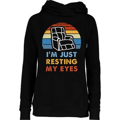 IM Just Resting My Eyes Funny Vintage Dad Grandpa Gifts Womens Funnel Neck Pullover Hood