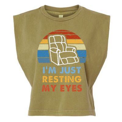 IM Just Resting My Eyes Funny Vintage Dad Grandpa Gifts Garment-Dyed Women's Muscle Tee